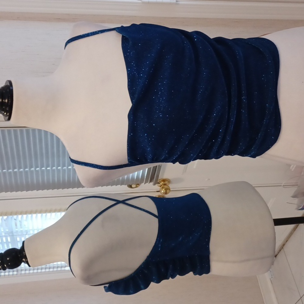 4/$60 New Blue Glittery "Evening" Tank Top - Size Small